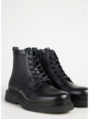 Calvin Klein Deri Siyah Erkek Bot Lace Up Boot W/ Zıp Mono