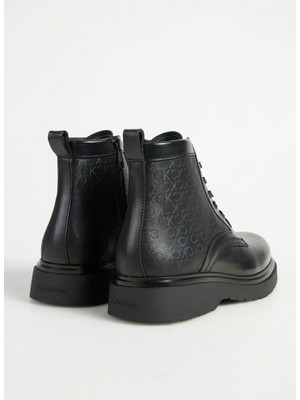 Calvin Klein Deri Siyah Erkek Bot Lace Up Boot W/ Zıp Mono