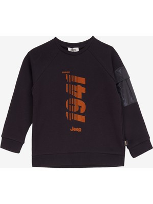 Jeep Baskılı Erkek Çocuk Siyah Sweatshırt J4WB-SWT7758