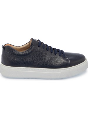 Tergan Lacivert Deri Erkek Sneaker - E23S1AY56349-A38