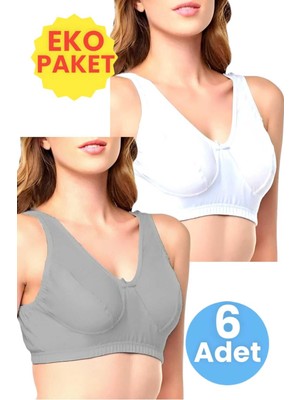 Uniquetrenders Kadın Pamuklu Penye Yarım Atlet 3 Beyaz 3 Gri