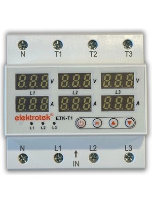 Elektrotek Etk 3 x 63A Trifaze Gerilim ve Akım Koruyucu Şebeke Giriş Voltaj Denetleyici