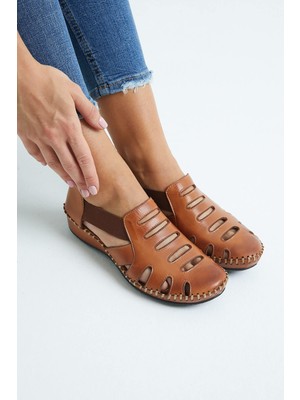Venüs Kadın Comfort Deri Sandalet Taba 18791395