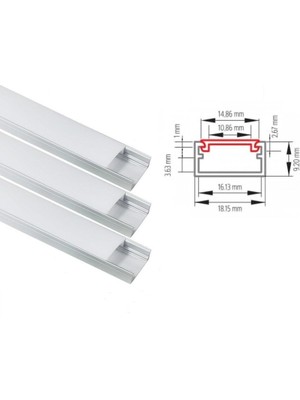 Sese Alüminyum LED Kanalı LED Profili ve Beyaz Üst Kapağı 3x1 Metre Boş Kasa 724-01