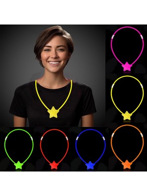 Futax Glow Stick Yıldız Kolye - Glow Kolye - Glow Stick Partisi Yıldız Kolye 6 Adet (5690)