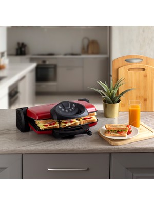 Aryıldız Contact Grill Tost Makinesi Kırmızı