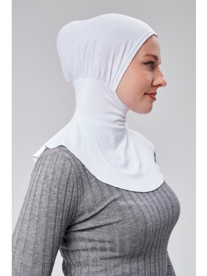 Sonbahar Moda Tesettür Penye Sporcu Boyunluklu Hijab Bone S200 Beyaz