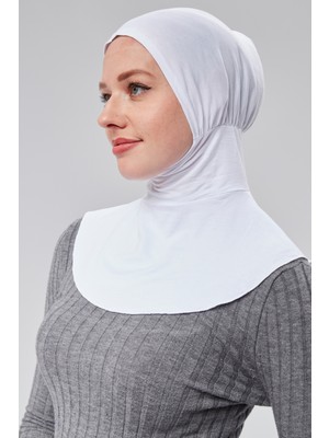 Sonbahar Moda Tesettür Penye Sporcu Boyunluklu Hijab Bone S200 Beyaz