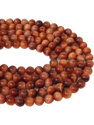 Dünya Doğal Taş 8 mm Turuncu Kaplan Gözü Taşı Dizi