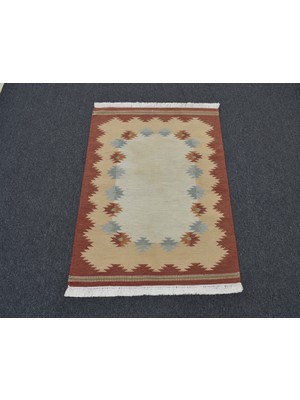 Zehra Abla Halı El Dokuma Modern Sevimli Benzersiz Pastel Yün Kilim 5180