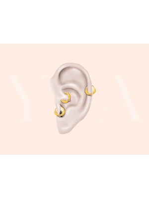 Yua Jewelry Yaprak Tasarım Pırlantalı 14 Ayar Altın Kıkırdak/tragus Halka Piercing