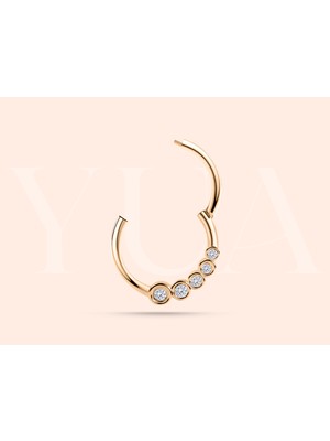 Yua Jewelry Beş Pırlanta Taşlı Sade 14 Ayar Altın Kıkırdak/helix Halka Piercing