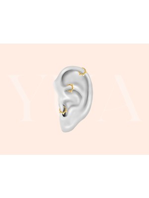 Yua Jewelry Üç Oklu Kurşun Minimalist 14 Ayar Altın Helix Tragus Daith Kıkırdak Piercing Küpe