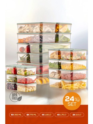 Vienev 24LÜ Buzdolabı Düzenleyici Organizer Mikrodalgaya Uygun Difriz Saklama Kabı Mint