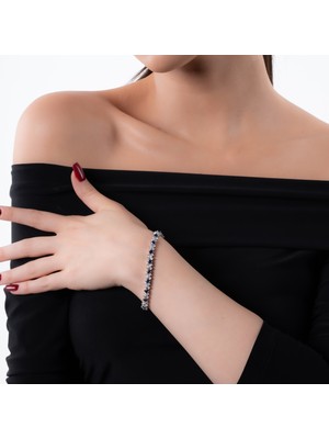 Ycl Jewellery Lacivert Zirkon Taşlı 925 Ayar Gümüş Bileklik