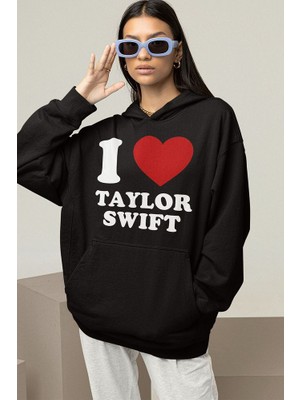 Sevbano I Love Taylor Swift Baskılı Unisex Oversize Şarkıcı Hoodie