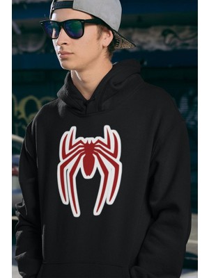 Sevbano Örümcek Adam Logo Baskılı Unisex Oversize Hoodie