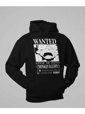 Sevbano Wanted Dead Or Alive Yazılı Unisex Oversize Monkey D. Luffy Hoodie
