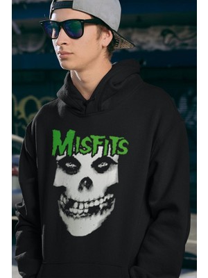 Sevbano Tasarım Misfits Baskılı Unisex Oversize Müzik Grubu Hoodie