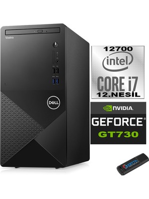 Dell Vostro 3910 mt Intel Core I7 12700 16GB 2tb SSD Ubuntu Nvidia GT730-4GB Masaüstü Bilgisayar N3910GT730U09 + Zetta USB Bellek