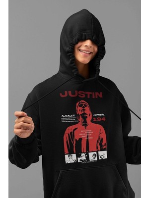 Sevbano Justin Bieber Baskılı Unisex Oversize Şarkıcı Hoodie
