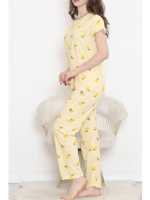 Dantel Limon Desenli Pijama Takımı