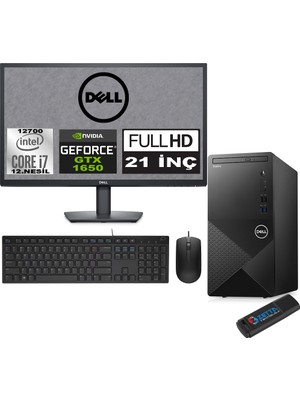 Dell Vostro 3910 mt Intel Core I7 12700 16GB 256GB SSD 21.5" Fhd Windows 11 Pro Nvidia Nvidia GTX1650-4GB Masaüstü Bilgisayar 21N3910GTX1650P06 + Zetta USB Bellek