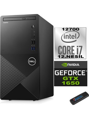 Dell Vostro 3910 mt Intel Core I7 12700 16GB 256GB SSD 21.5" Fhd Windows 11 Pro Nvidia Nvidia GTX1650-4GB Masaüstü Bilgisayar 21N3910GTX1650P06 + Zetta USB Bellek