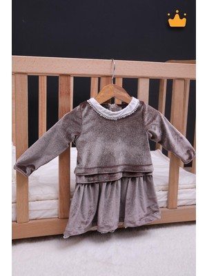 Baby Hola Kız Bebek Çocuk Şık Bayramlık Nostaljik Kadife Elbise 13542