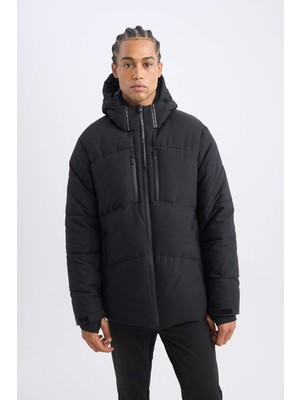 DeFacto DeFactoFit Şişme Mont Su İtici Slim Fit Dar Kesim Kapüşonlu Fermuarlı Cepli A3519AX24WN