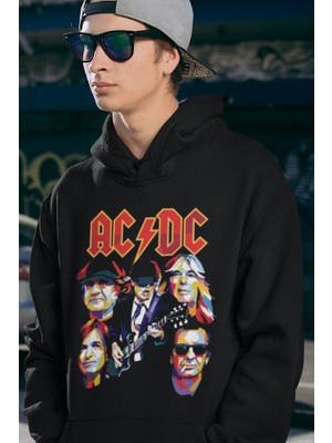 Sevbano Ac Dc Rock Metal Baskılı Unisex Oversize Müzik Grubu Hoodie