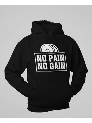 Sevbano No Pain No Gain Yazılı Unisex Oversize Fitness Gym Hoodie