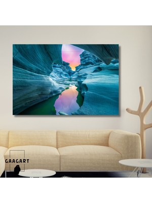 Gaagart Tekli Yatay Kanvas Duvar Tablosu Mavi Şekilsel Manzara