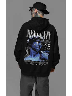 Sevbano Mentality Baskılı Unisex Oversize Tasarım Hoodie