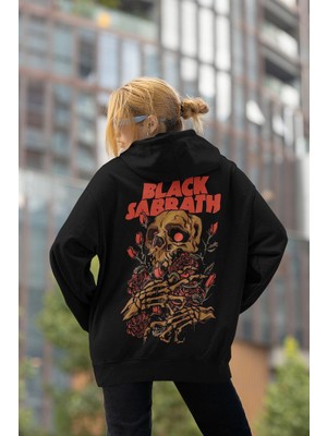Sevbano Müzik Grubu Black Sabbath Baskılı  Oversize Rock Metal Hoodie