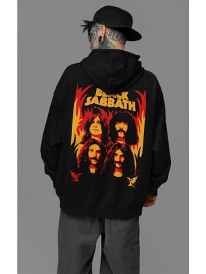 Sevbano Black Sabbath Rock Metal Baskılı Unisex Oversize Müzik Grubu Hoodie