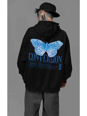 Sevbano Conversion Butterfly Baskılı Unisex Oversize Tasarım Kelebek Hoodie