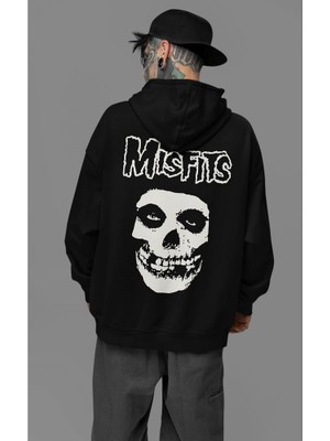 Sevbano Misfits Müzik Grubu Baskılı Unisex Oversize Rock Metal Hoodie