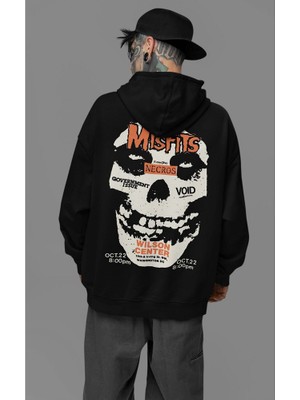 Sevbano Müzik Grubu Misfits Baskılı Unisex Oversize Rock Metal Hoodie