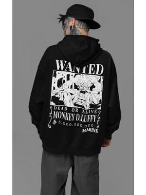 Sevbano Anime Karakter Baskılı Unisex Oversize Monkey D. Luffy Hoodie