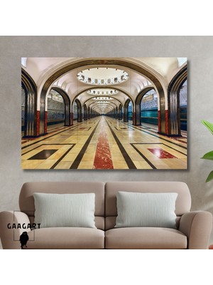 Gaagart Tekli Yatay Kanvas Duvar Tablosu Derinlik Kırmızı Şeritli Yol