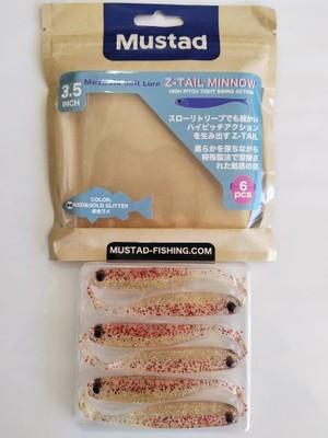 Mustad Mezashi Z-Tail Minnow Silikon Yem 9 cm 6 Adet - Red Gold