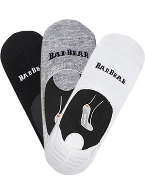 Bad Bear Core Zero Beyaz Grimelanj Siyah 3'lü  Babet Çorap