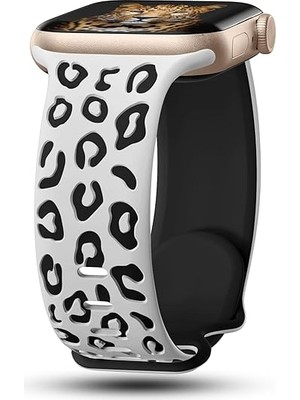 MobaxAksesuar Apple Watch 10 42mm - 38/40/41mm Kordon Leopar Desen Yumuşak Silikon Kordon 2/3/4/5/6/se/7/8/9
