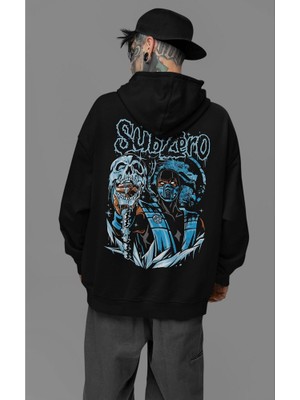 Sevbano Subzero Baskılı Unisex Oversize Anime Karakter Hoodie