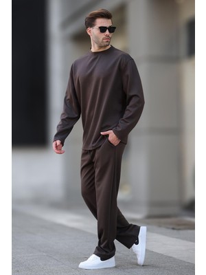 Kahverengi Basic Uzun Kollu Eşofman Takımı 5960