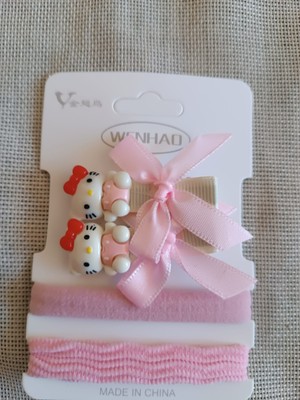 Efna Store Üzeri Mine Kaplamalı Sevimli Kuromi,hello Kitty Figür Pens ve Düz Model Çocuk Havlu Lastik Set Toka