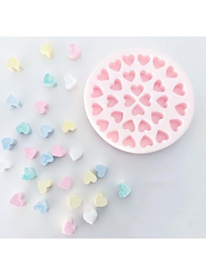 Morlalem 30 Adet Mini Minyatür Kalp Silikon Kalıp K-1254, Kokulu Taş Sabun Alçı Mum Kalıbı