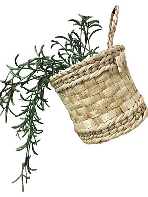 Hakici Dekoratif Çok Amaçlı Doğal El Yapımı Hasır Saksı Sepet / 10 x 10 cm