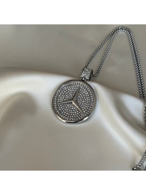 Laria Jewelry Mercedes Amblemli Taşlı Gümüş Kolye Küçük Boy